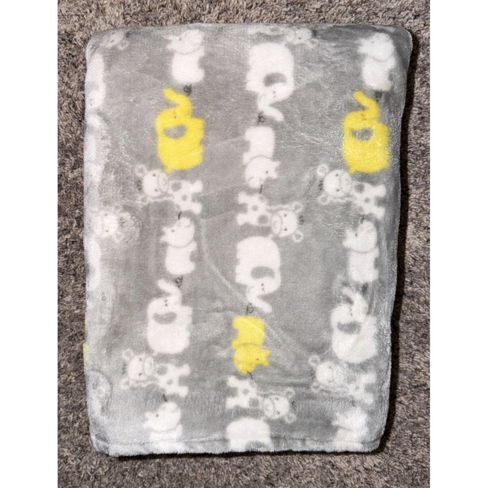 Okie Dokie Elephant Baby Blanket‎ Gray Yellow White Hippo Giraffe Safari Lovey